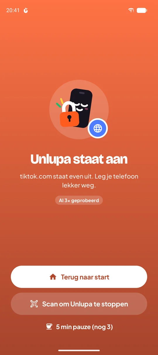 Blokscherm voor tiktok.com in de browser