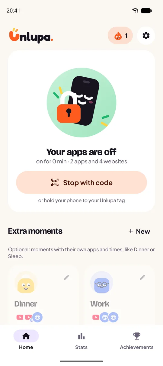 Unlupa is on: your apps are off