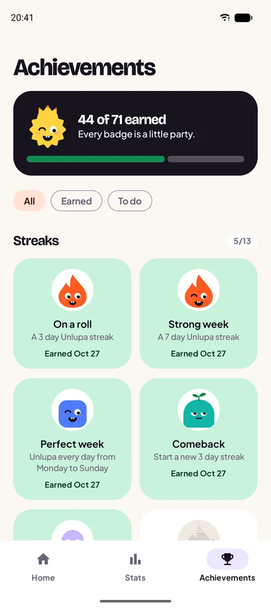 Achievements in Unlupa