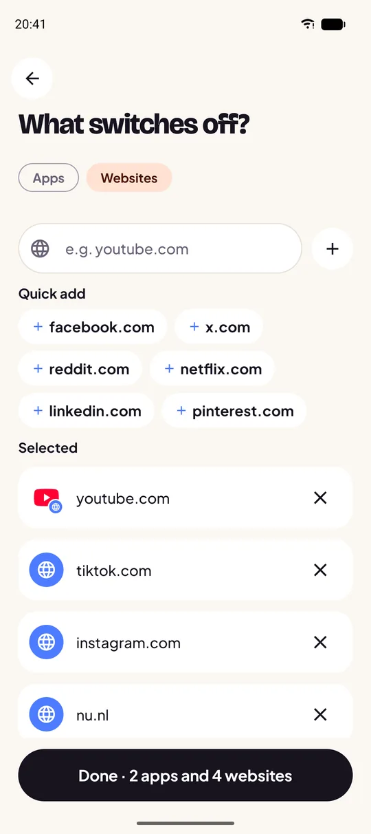Picking websites in Unlupa