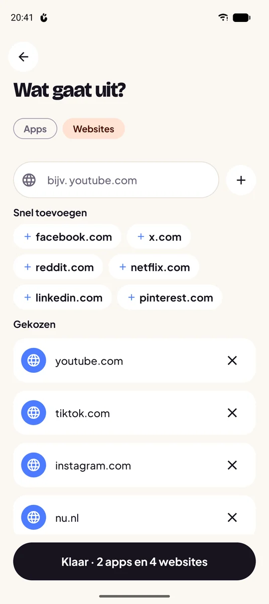 Websites kiezen in Unlupa